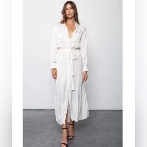 NWT Stillwater light champagne colored maxi shirt dress with tie belt